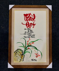 Tranh vẽ kết hợp chữ thư pháp